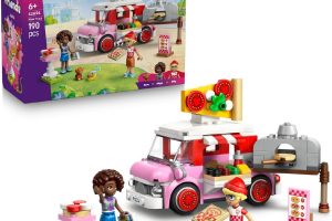 LEGO Friends Pizza Kamyonu 42694-6 Yaş ve Üzeri Kız ve Erkek Çocuklar için Oliya ve Aliya Mini Bebekleri ile Yavru Köpek Aira İçeren Yaratıcı Oyuncak Yapım Seti, Hediye Fikri (190 Parça)