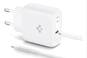 Spigen 45W USB-C Hızlı Şarj Aleti + Örgü Şarj Kablo PPS 2.0 Desteği / Isı Düşürücü GaN Pro Akım Korumalı Güç Adaptörü Super Hızlı Şarj iPhone & Android & iPad & MacBook Type-C – ACH02589