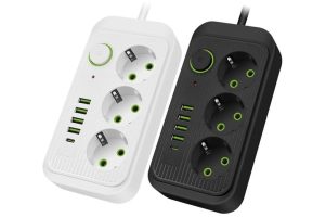 🛍️ Jouis Akım Korumalı Priz Çoklayıcı   2500W Grup Priz Uzatma Kablosu, EU Priz Girişi, 4 USB ve 1 Type C Portlu, 2M Kablo, Isıya Dayanıklı Akıllı Şarj İstasyonu