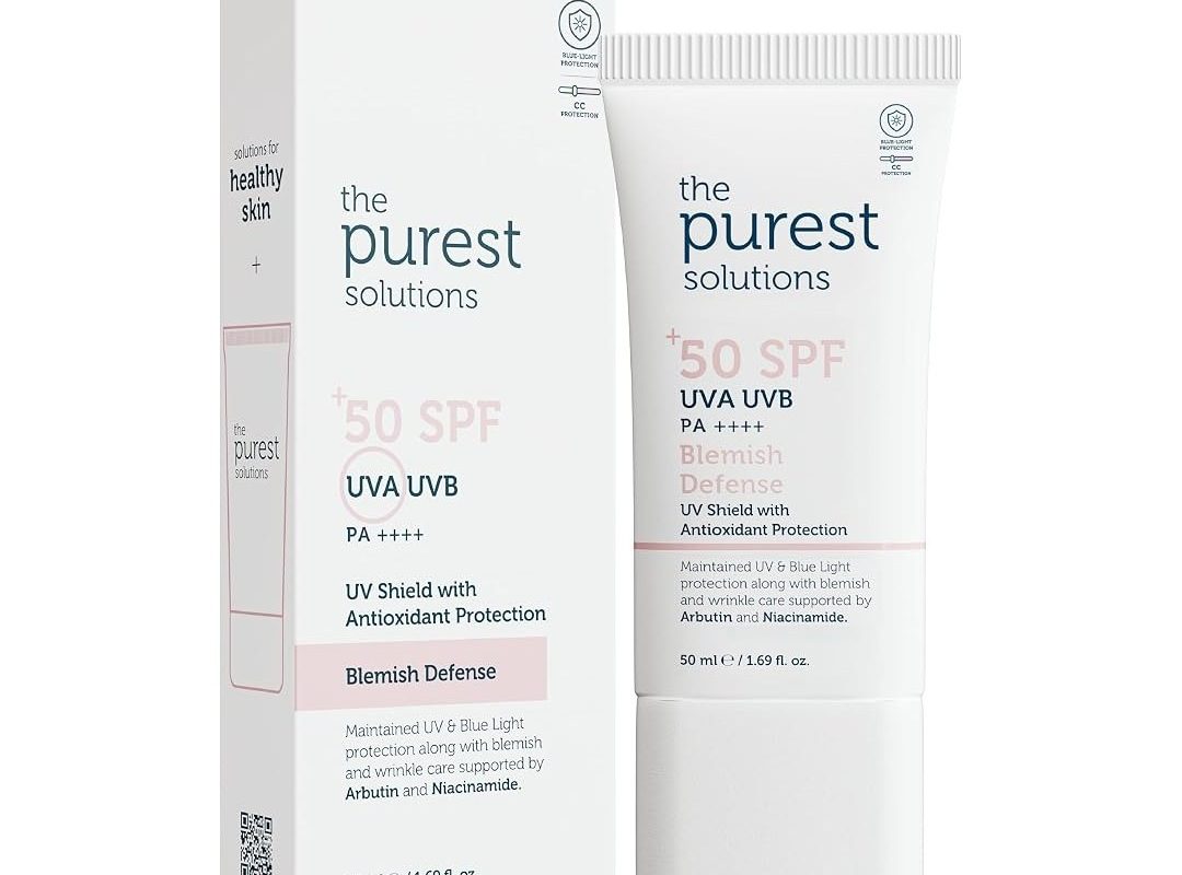 🛍️ The Purest Solutions Lekeli Ciltler İçin Antioksidan Destekli Güneş Kremi, 50+ SPF UVA/UVB Blemish Defense, Antioxidant Protection