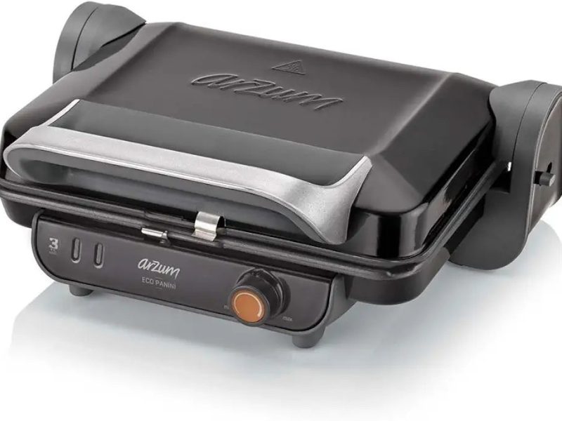 Arzum AR2005 Izgara Ve Tost Makinesi, Paslanmaz Çelik, 1800 Watt, Siyah