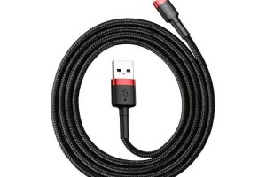 🛍️ Baseus Cafule Serisi, 1.5 A USB A & Lightning Şarj & Data Aktarım Kablosu, 2 Metre, Kırmızı   Siyah