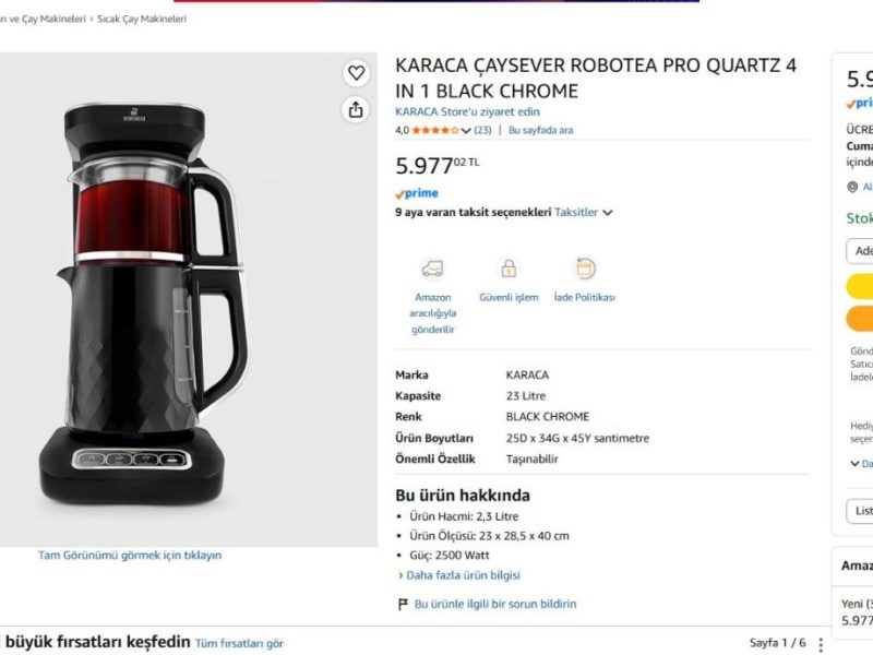 KARACA ÇAYSEVER ROBOTEA PRO QUARTZ 4 IN 1 BLACK CHROME