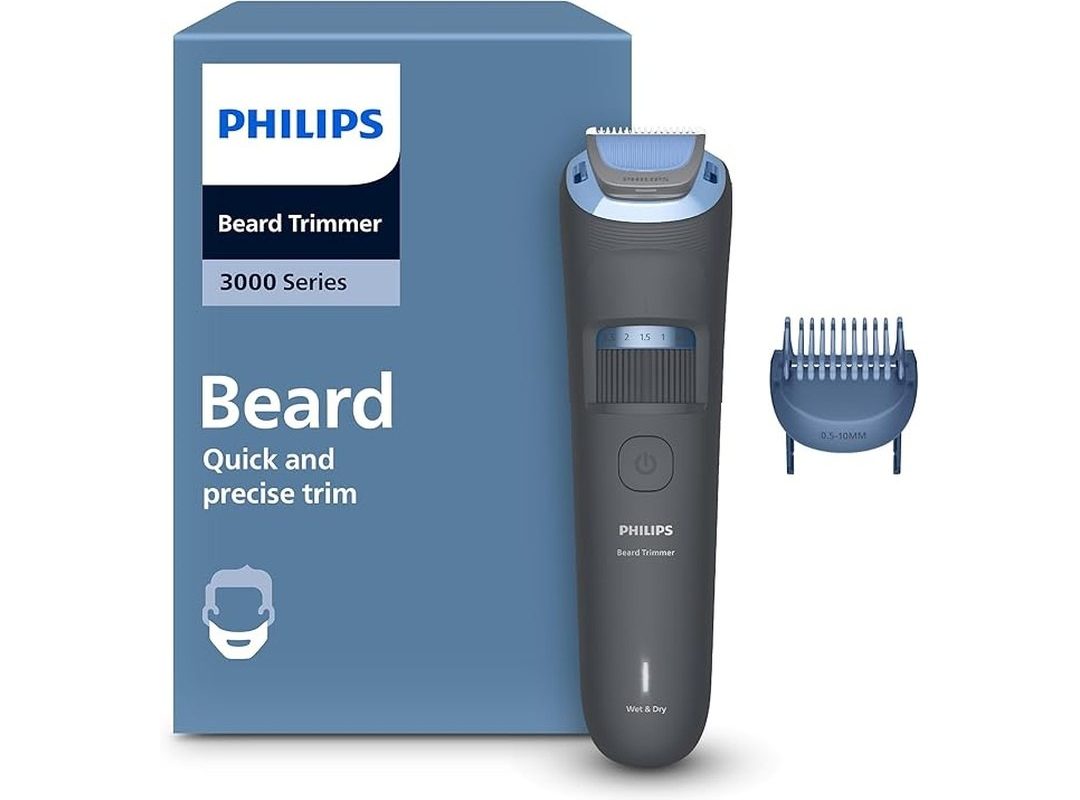 🛍️ Philips Beard Trimmer 3000 Serisi, Siyah, 20 Uzunluk Ayarı, Kendini Bileyen Bıçaklar, 60 Dakika Kablosuz Kullanım, USB A Şarj, BT3617/15