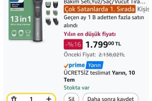 Philips 7000 Serisi 13in1,Erkek Bakım Seti,Yüz/Saç/Vücut Tıraş Makinesi,Islak/Kuru Kullanım,MG7922/15