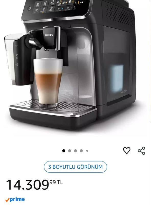 PHILIPS EP3246/70 Espresso Makinesi, 1.8 L Kapasite, 5 Aromatik Kahve Çeşidi, LatteGo Süt Sistemi, Siyah