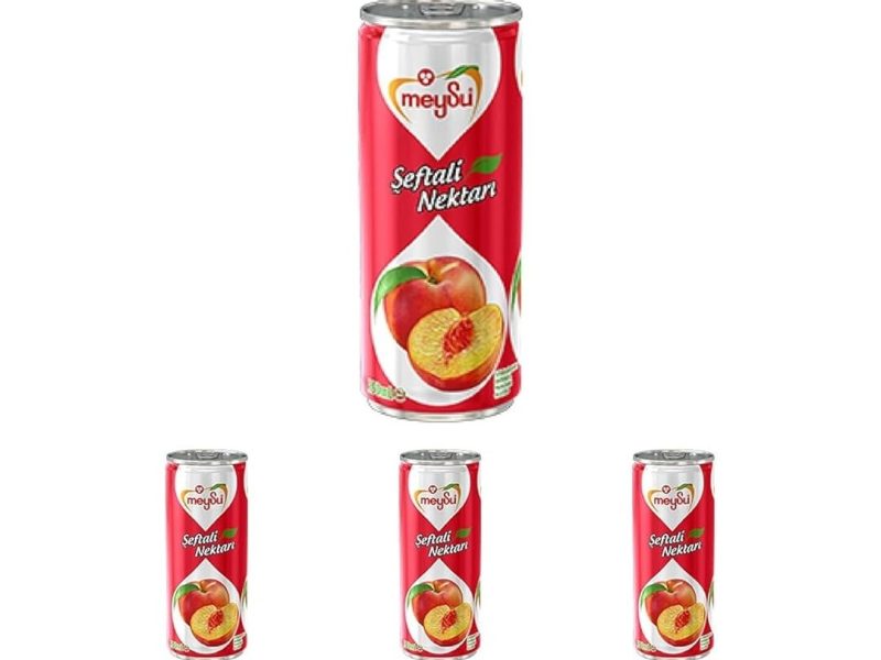 🛍️ Meysu 330 Mililitre Teneke Şeftali Nektarı 4lü paket