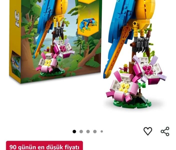 LEGO Creator Egzotik Papağan 31136-7 Yaş ve Üzeri Çocuklar için Papağan, Balık ve Kurbağa Modelleri İçeren Yaratıcı Oyuncak Yapım Seti (253 Parça)