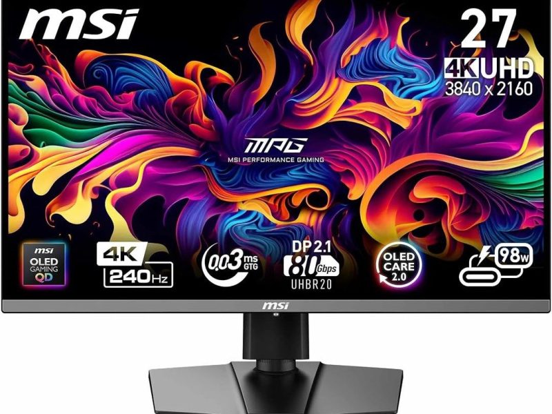 🛍 MSI 26,5″ MPG 272URX QD-OLED, Gaming Monitör, UHD, 16:9 Flat, QD OLED, 240HZ, 0.03ms, G-SYNC Compatible, Siyah