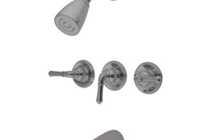 🛍 Kingston Brass KB238 Magellan Küvet Duş Bataryası, 3 Kollu, Fırçalanmış Nikel, 12,7 cm Musluk
