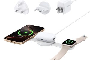 🛍 Anker MagGo 3’ü 1 arada kablosuz şarj istasyonu, MagSafe uyumlu, Qi2 MagGo sertifikalı indüksiyon şarj cihazı, 15 W, katlanabilir seyahat şarj cihazı, iPhone 16/15/14, AirPods, Apple Watch (USB-C şarj