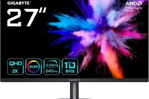 🛍 GIGABYTE GO27Q24 26,5″ QD-OLED Gaming Monitor, QHD (2560×1440), 240Hz, 0.03ms GTG, HDMI 2.0 & DP 1.4, HDR10 400 nits, 99% DCI-P3, USB-C, FreeSync Premium Pro, G-SYNC Compatible