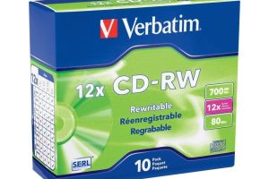 🛍 Verbatim CD-RW 700MB 4X-12X Yeniden Yazılabilir Boş Medya – İnce Mücevher Kılıflarında 10 Disk, Gümüş