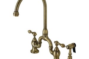 🛍 Kingston Brass KS7793ALBS İngiliz Kırsal Köprü Mutfak Bataryası, Antik Pirinç, 34 x 20 x 43 cm