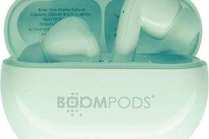 🛍 Boompods Echobuds Gerçek Kablosuz Kulaklık – Dahili Mikrofonlu Bluetooth Kulak Tomurcukları, 19 Saat Çalma Süresi, Geri Dönüştürülmüş Plastikten Kulak İçi Kulaklıklar, Müzik ve Çağrılar için IPX4 Suya