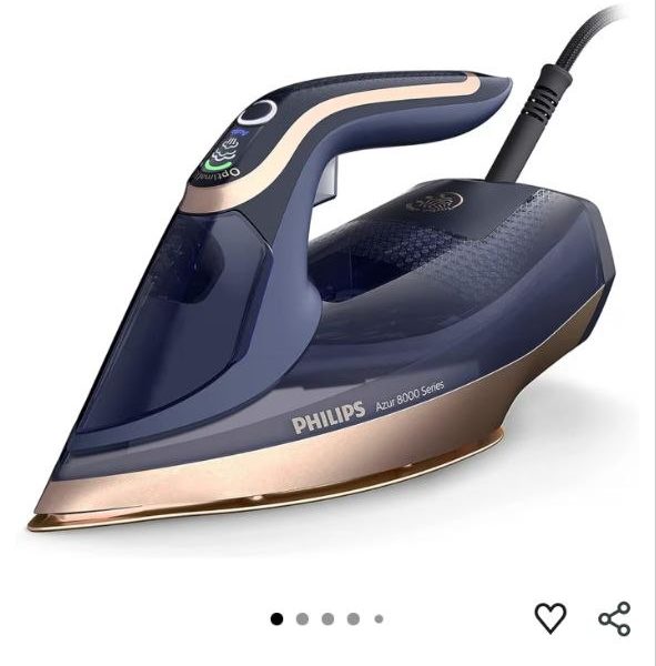 Philips Azur 8000 Serisi Buharlı Ütü – 85 g/dk Sürekli Buhar, 260g Turbo Şok Buhar, 3000 W, OptimalTEMP Teknolojisi, SteamGlide Elite Taban, Koyu Mavi (DST8050/20)