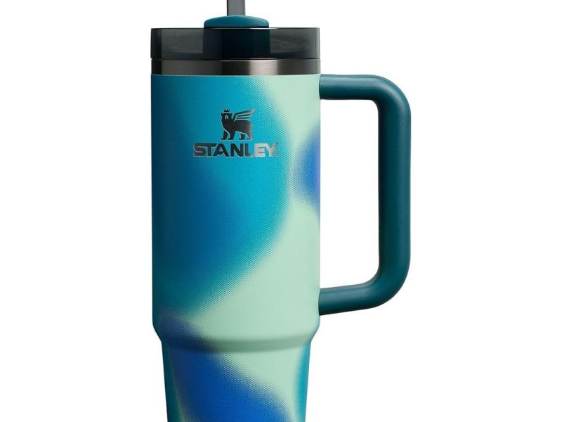 🛍 Stanley Quencher Pipetli Termos Bardak, 0.89 Litre, Turkuaz Desenli (Coastal Teal)