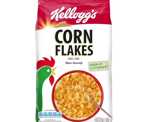 🛍️ Kellogg’s Corn Flakes Çıtır Altın Renginde Kahvaltılık Mısır Gevreği 400 Gr,Lif Kaynağı,Demir ve 6 Vitamin içerir,Folik Asit içerir