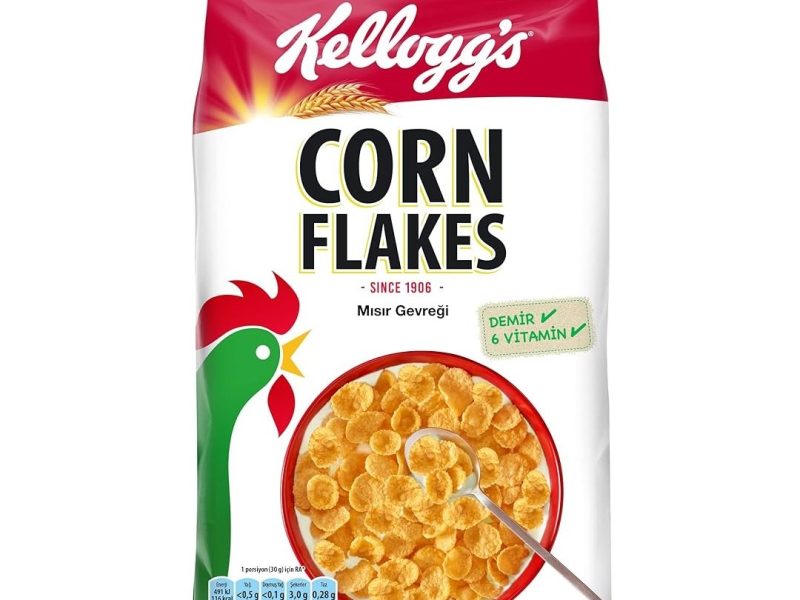 🛍️ Kellogg’s Corn Flakes Çıtır Altın Renginde Kahvaltılık Mısır Gevreği 400 Gr,Lif Kaynağı,Demir ve 6 Vitamin içerir,Folik Asit içerir