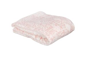 🛍️ Taç Fabian Desenli%100 Polyester Battaniye, Pembe, Çift Kişilik