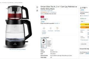 Emsan Glass Tea XL 2 in 1 Cam Çay Makinesi ve Kettle Shiny Black