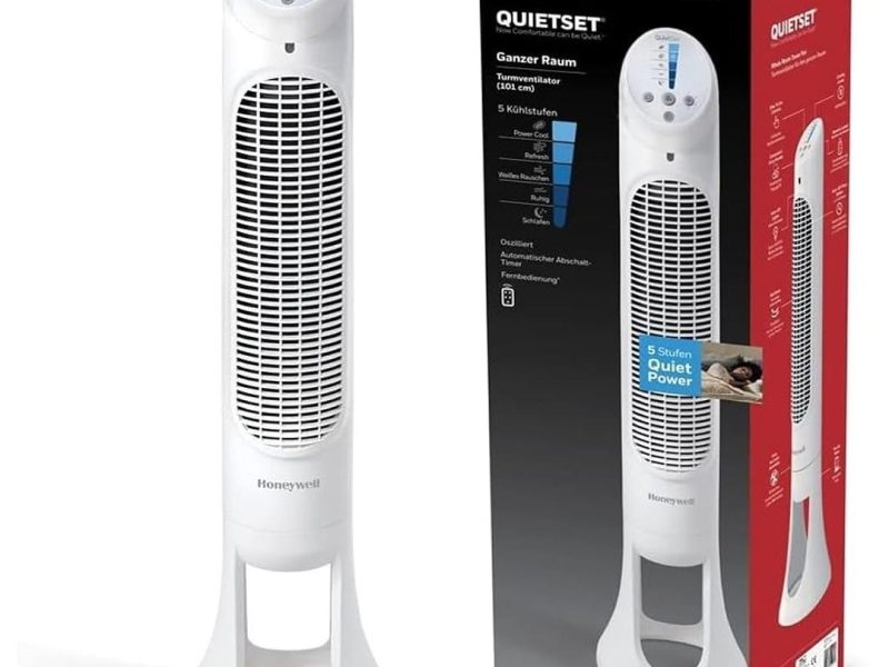 🛍 HONEYWELL QuietSet HYF260 Tüm Oda İçin Salınımlı Kule Vantilatör, 5 Hız Ayarı, 80 Derece Salınım, Zamanlayıcı Fonksiyonu, Aydınlatma, Otomatik Kapanma, Uzaktan Kumanda