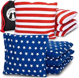 GoSports Cornhole armut koltuk seti, resmi yönetmelik (8 dört mevsim çuvalı) – Amerika yıldızları ve çizgileri veya kırmızı ve mavi – tarzınızı seçin