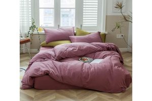 🛍️ Solid Jersey Örgü Pamuk Nevresim Kral Mor Soluk Leylak Katı Yatak Seti Modern Yumuşak Örgü Pamuk Yorgan Kılıfı Katı Mor Nevresim 2 Yastık Kılıfı Otel Kalitesi Lüks Yatak Seti