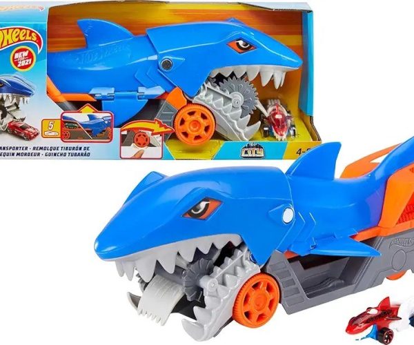 Hot Wheels Köpek Balığı Taşıyıcı Hot Wheels Köpek Balığı Taşıyıcı Oyun Seti, 1 Adet 1:64 Ölçekli Araba İçerir, 4-8 Yaş Arası Çocuklar İçin GVG36 GVG36