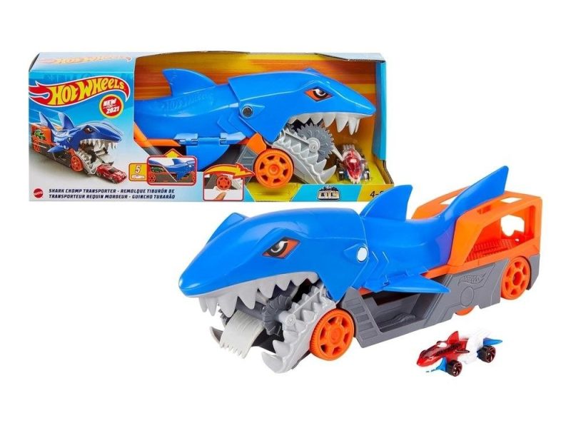 Hot Wheels Köpek Balığı Taşıyıcı Hot Wheels Köpek Balığı Taşıyıcı Oyun Seti, 1 Adet 1:64 Ölçekli Araba İçerir, 4-8 Yaş Arası Çocuklar İçin GVG36 GVG36
