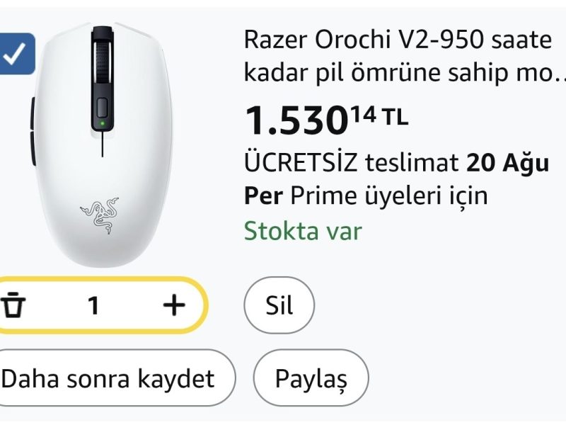 Razer Orochi V2-950 saate kadar pil ömrüne sahip mobil kablosuz oyun faresi (Ultra hafif tasarım, HyperSpeed Kablosuz ve Bluetooth, 2. Nesil Mekanik Fare Anahtarları) Beyaz