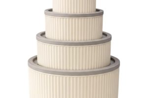 🛍️ 4 Adet Yuvarlak Saklama Kabı Seti Çizgili Desenli 3 LT 1.8 LT 1 LT 0,55 LT Buzdolabı Düzenleyici Mikrodalga ve Derin Dondurucu Uyumlu BPA İçermez Sağlıklı Erzak Kabı (KREM YUVARLAK 4 LÜ SET)