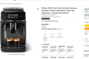 Philips 2200 Serisi Tam Otomatik Espresso Makinesi, Dokunmatik Ekran, Klasik Süt Köpürtücü, 2 İçecek, EP2220/10