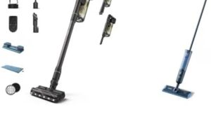 Philips 7000 Serisi Aqua Kablosuz Dik Süpürge XC7153/10 ve OneUp 3000 Elektrikli Mop XV3101/01, Süpürme ve Paspaslama, 2 Parça Zemin Bakım Seti