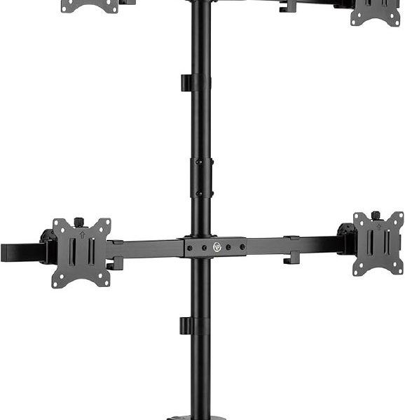🚨 NPO STD5704B 17″-32″ Dörtlü Monitör Standı, 2×2 Kurulum, Trader/Yazılımcı Monitör Kolu/Tutucu, 735mm Direk Yükseklik Ayarlı, VESA (4x7kg)