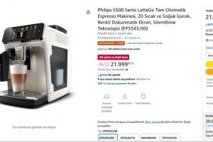 Philips 5500 Serisi LatteGo Tam Otomatik Espresso Makinesi, 20 Sıcak ve Soğuk İçecek, Renkli Dokunmatik Ekran, SilentBrew Teknolojisi (EP5543/90)