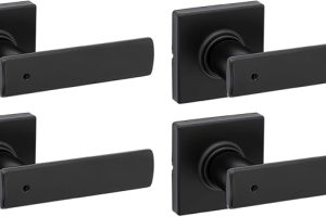🚨 Kwikset Breton İç Mekan Gizlilik Kapı Kolu Kilitli 4’lü Paket, Banyo ve Yatak Odası için Kapı Kolu, Mat Siyah Ters Çevrilebilir Anahtarsız Dönüş Kilidi, Mikroban Korumalı
