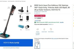 8000 Serisi Aqua Plus Kablosuz Dik Süpürge, 360° Güçlü Emiş, TriActive Akıllı LED Başlık, 80 dk’ya Kadar Kullanım, XC8153/10 — %94 İndirim