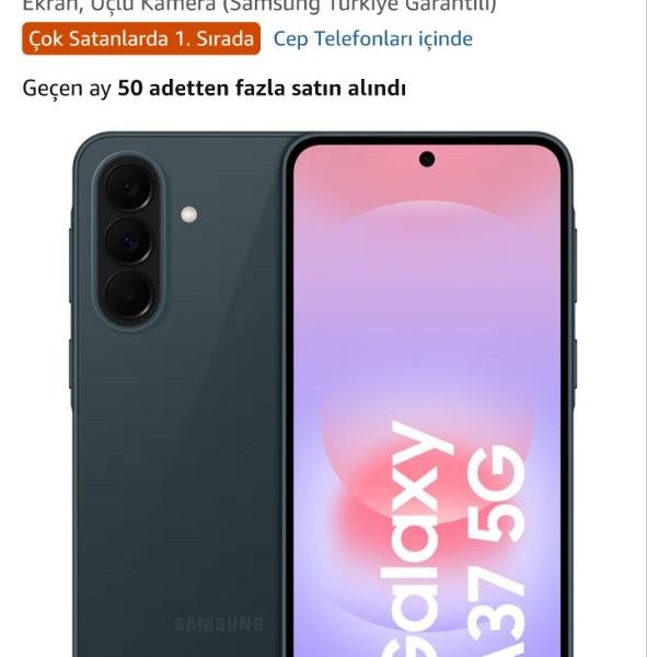 Samsung Galaxy A37 5G Android Akıllı Telefon, 256GB Hafıza, 8GB RAM, Çam Yeşili, 6 Nesil OS Güncellemesi, Geniş Ekran, Üçlü Kamera (Samsung Türkiye Garantili) –