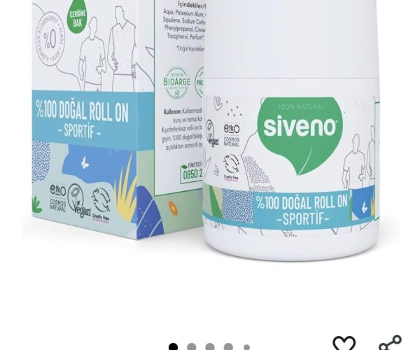 Siveno %100 Doğal Roll-On Sportif Sporcu Deodorant Ter Kokusu Önleyici Bitkisel Lekesiz Vegan 50 ml