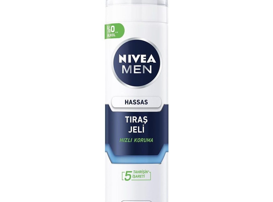 🛍️ NIVEA MEN Erkek Hassas Tıraş Jeli 200 ml,Tahrişe ve Yanmaya Karşı Koruma,Alkolsüz Formül,Hassas Ciltlere Özel