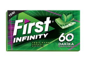 🚨 First 60Dk Infinity Yeşil Nane Aromalı Sakız 27 gr — %15 İndirim