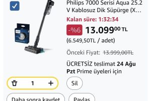 Philips 7000 Serisi Aqua 25.2 V Kablosuz Dik Süpürge (XC7053/01) ve Philips Orijinal Yedek Filtre – Kablosuz Süpürge 6000, 7000 ve 8000 Serisi ile Uyumlu (XV1681/01)