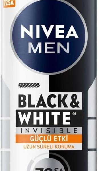 🚨 NIVEA MEN Erkek Sprey Deodorant Black&White Invisible Güçlü Etki 150 ml, 72Saat Anti Perspirant Terleme ve Ter Kokusuna Karşı Koruma,Kıyafetlerde Leke Karşıtı