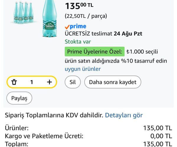6’lı 1 Litre Sırma Sade Maden Suyu — %30 İndirim