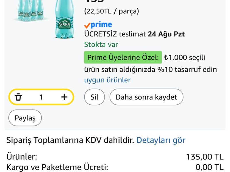 6’lı 1 Litre Sırma Sade Maden Suyu — %30 İndirim