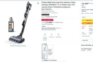 Philips 9000 Serisi AquaTrio Kablosuz Dikey Süpürge (XW9463/11) ve Philips Aqua Trio Uyumlu Zemin Temizleme Solüsyonu (XV1792/01)
