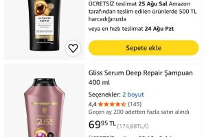 Gliss Ultimate Repair Keratin içeren Derinlemesine Güçlendirici/Serum Deep Repair Şampuan 400 ml