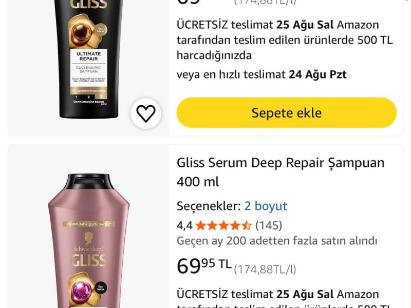 Gliss Ultimate Repair Keratin içeren Derinlemesine Güçlendirici/Serum Deep Repair Şampuan 400 ml