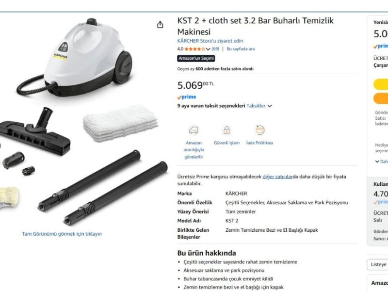 KST 2 + cloth set 3.2 Bar Buharlı Temizlik Makinesi